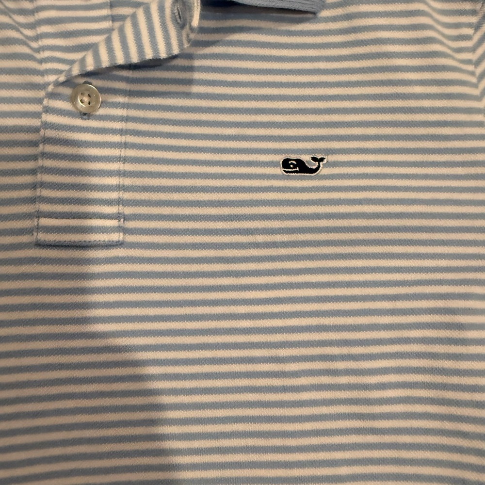 Vineyard Vines Light Blue and White Striped Polo Shirt